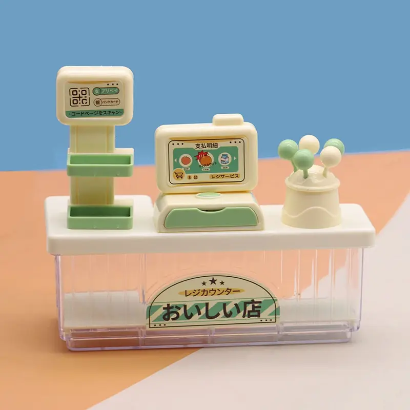 

1Set 1:12 Dollhouse Miniature Cashier Counter Pretend Play Doll House Mall Furniture Scene Decor For Kids Pretend Play Toys