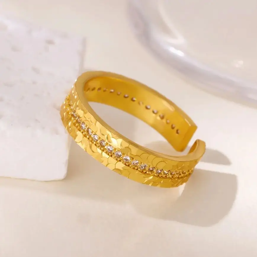 Zircon Chunky Rings Stainless Steel Women For