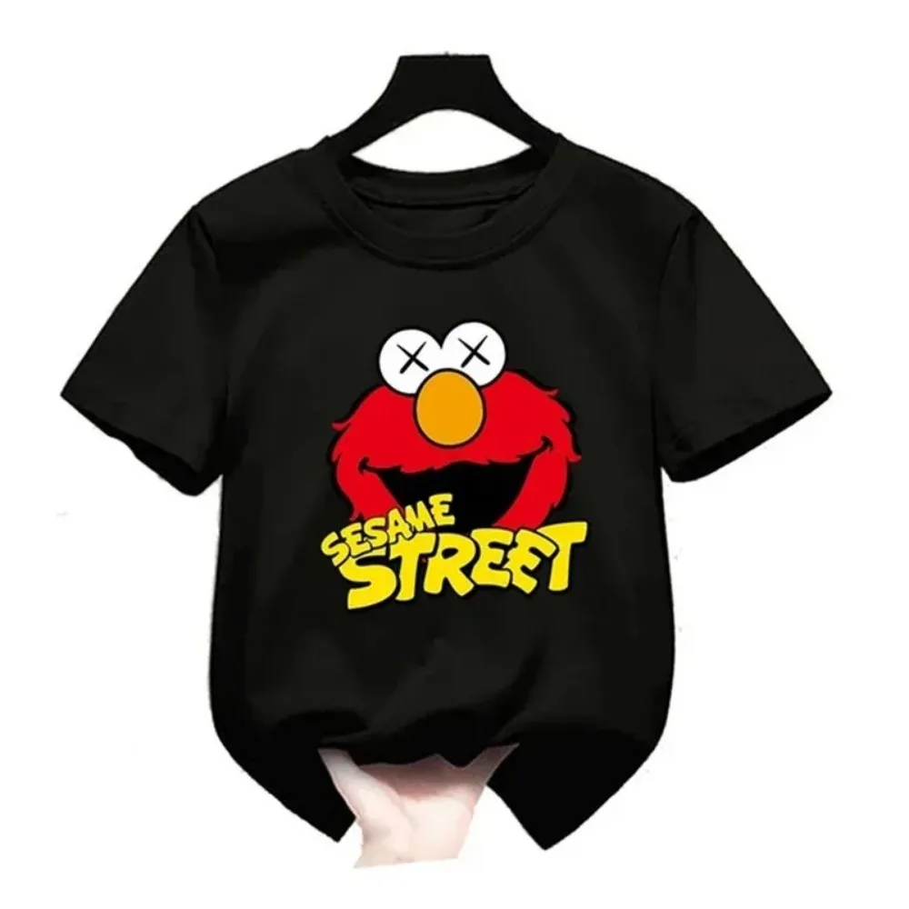 ELMO letnia T-shirt z okrągłym dekoltem dziecięca chłopcy i dziewczęta 2-12 lat T-shirt z krótkim rękawem nadruk Anime bawełna okrągła Ne