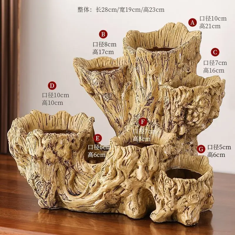 Porous tree roots, imitation wood stumps, and fleshy flower pots with creative irregular multi-layer mouth non ceramic design 5