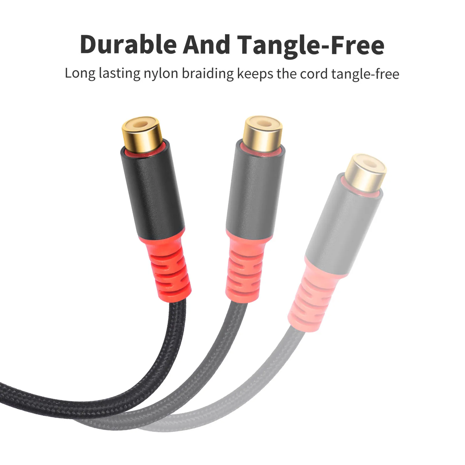 RCA 케이블 24CM RCA-Aux 케이블 3.5mm 남성-2RCA 여성 어댑터 (헤드폰, MP3, 태블릿, 스피커 H용)