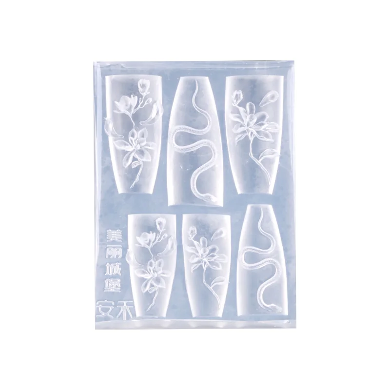 TSZS 1pc Rose Tulip Flower 3D Acrylic Nail Mold DIY Silicone Snake Lotus Bow Nail Art Mold Manicure Tool 6