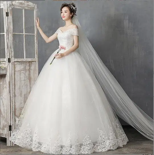 

Women's Lace Appliques Wedding dresses Sleeveless V-neck Vestidos De Novia Ball Gown Bridal Gown