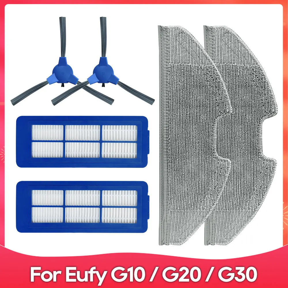 Filtri Hepa Spazzola laterale Panni lavabili for mocio Ricambio. Compatibile con Eufy Robovac G10 G30. Kit di ricambi for aspirapolvere robot Accessori(6PCS