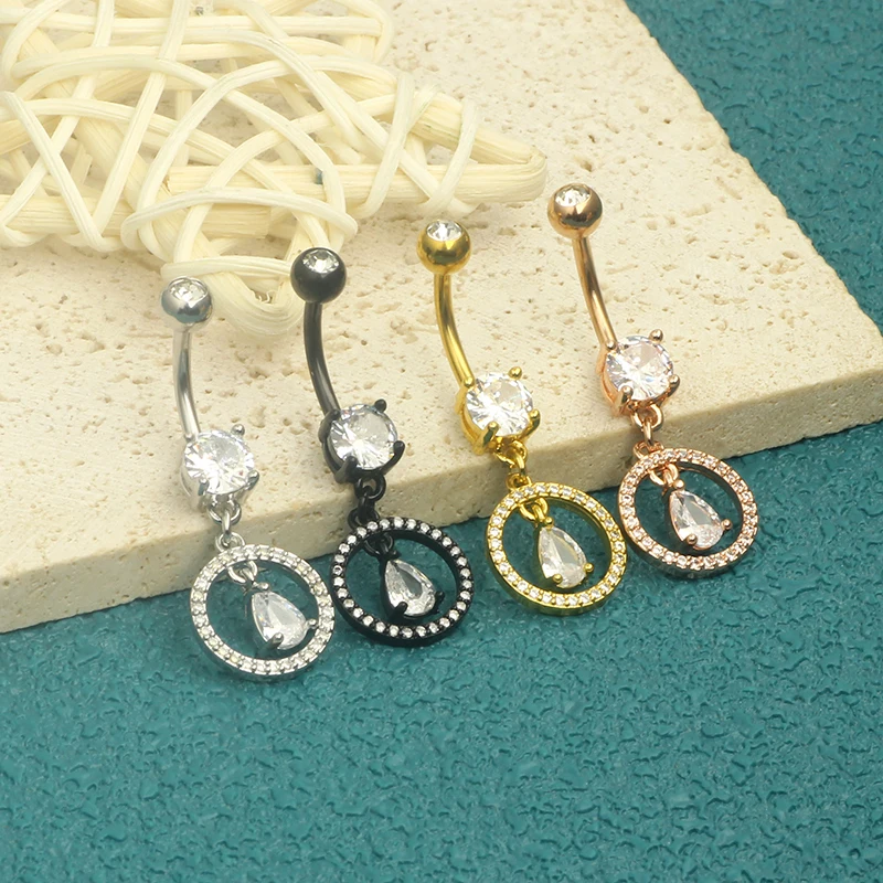 Crystal Circle Belly Button Rings Stainless Steel Butterfly Belly Ring Cute Pink Navel Barbell Piercing Nombril For Women Mix