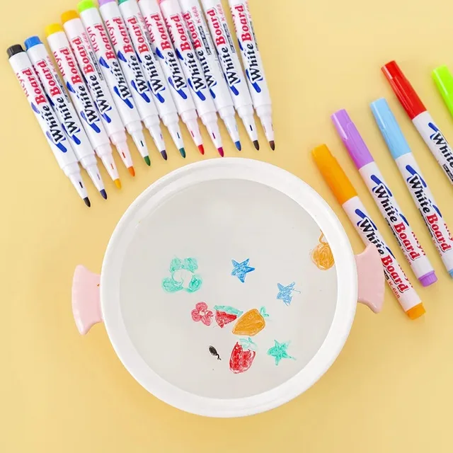 8/12 Colors Magical Water Floating Student Painting Brush Whiteboard Markers Pen Suspension Kids Educational Painting Pen Toys 2