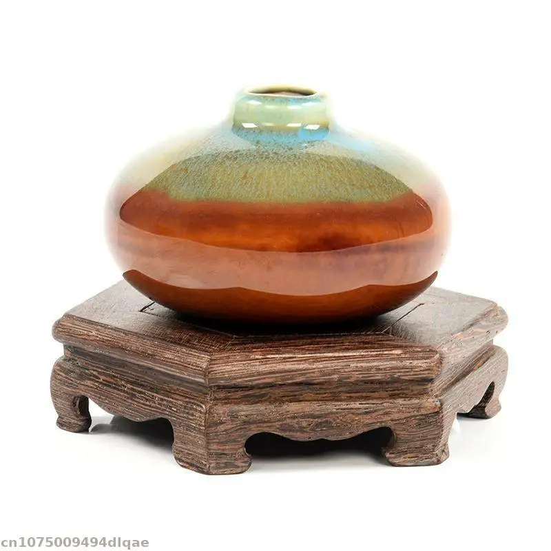 Vintage Wooden Carved Flower Pot And Vase Display Base Mini Sculpture Handicraft Display Stand Garden Plant Fish Tank Stand