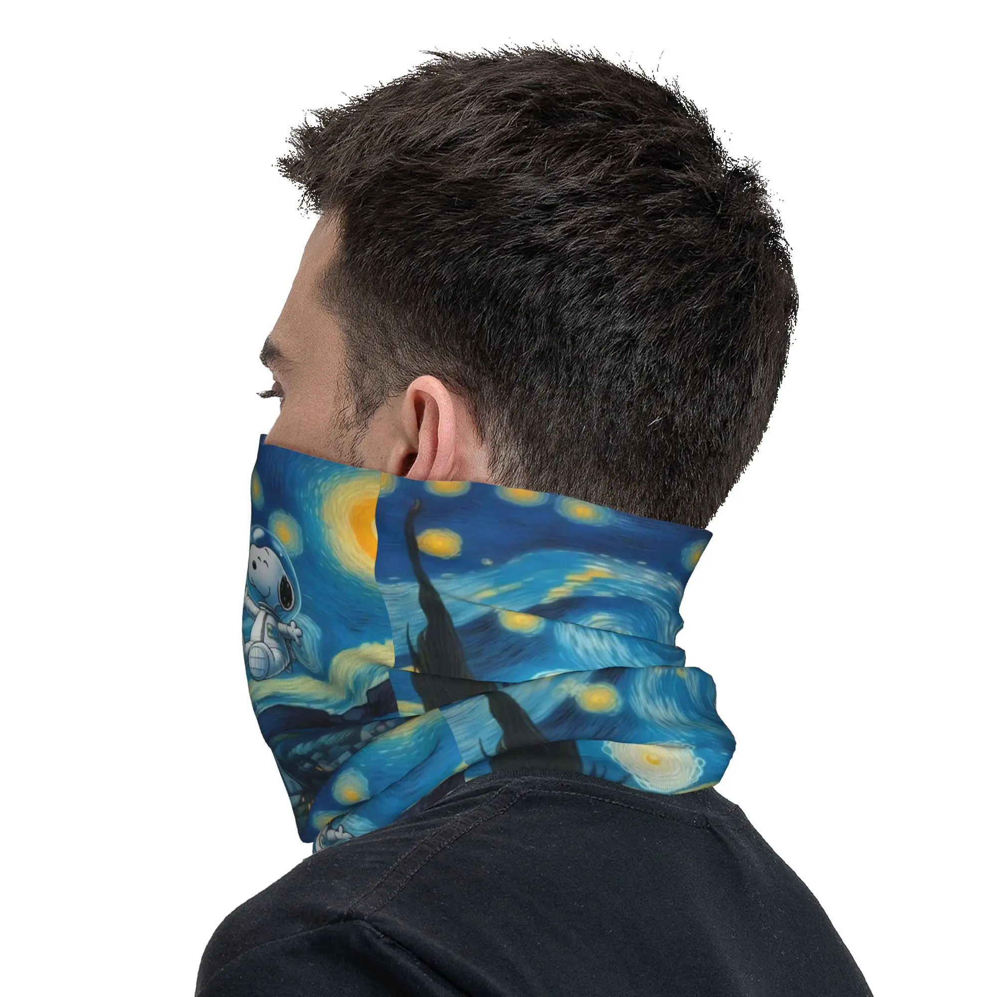 S-Snoopys The Starry Night Bandana Neck Warmer Women Men Winter Hiking Ski Scarf Gaiter Face Cover