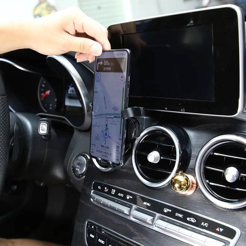 메르세데스 벤츠 C 클래스 W205 GLC X253 2015-2018 ABS 블랙 센터 폰 마운트 홀더 브래킷 GPS 네비게이션 브래킷 액세서리