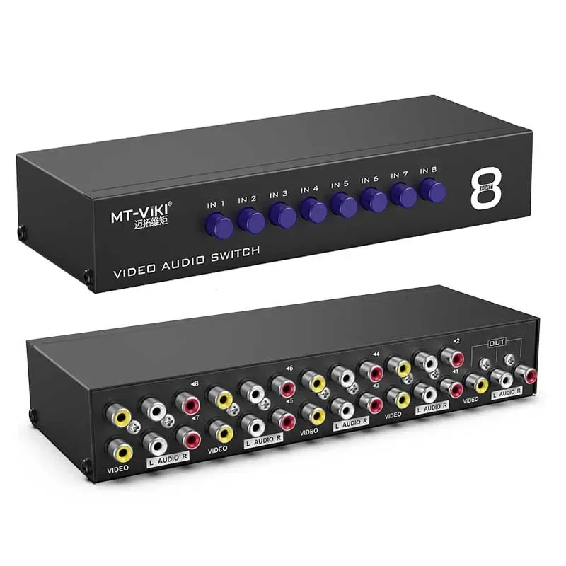 AV Switcher 4x1 2x1 8x1 RCA Switcher 4 in 1 out Signa Composite Video L/R Stereo Audio switch Selector for DVD STB Game Consoles