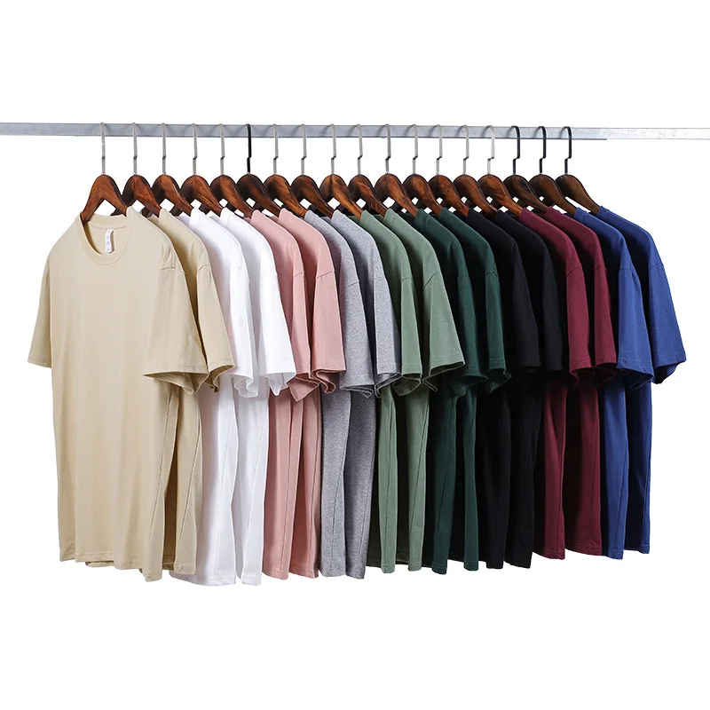 

Cotton Short-Sleeved T-Shirt Men Summer Large Size Streetwear Loose Round Neck Solid Color Basic Tops Male Clothing MA426