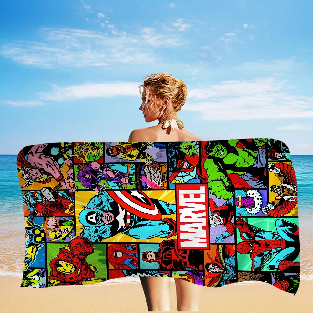 Avengers Marvel Logo Anime Beach Swimming Towel Soft Absorbent Washcloth Children's Gifts for Kids Travel Camping Gym 5