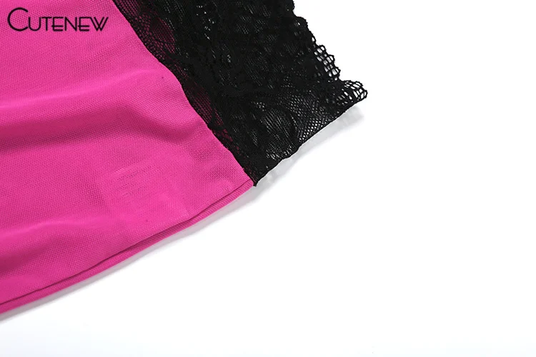 Conjunto de dos piezas de encaje con retazos para mujer, camisola sexy estilo hipster con tirantes finos y pantalones ajustados de cintura alta, ropa femenina