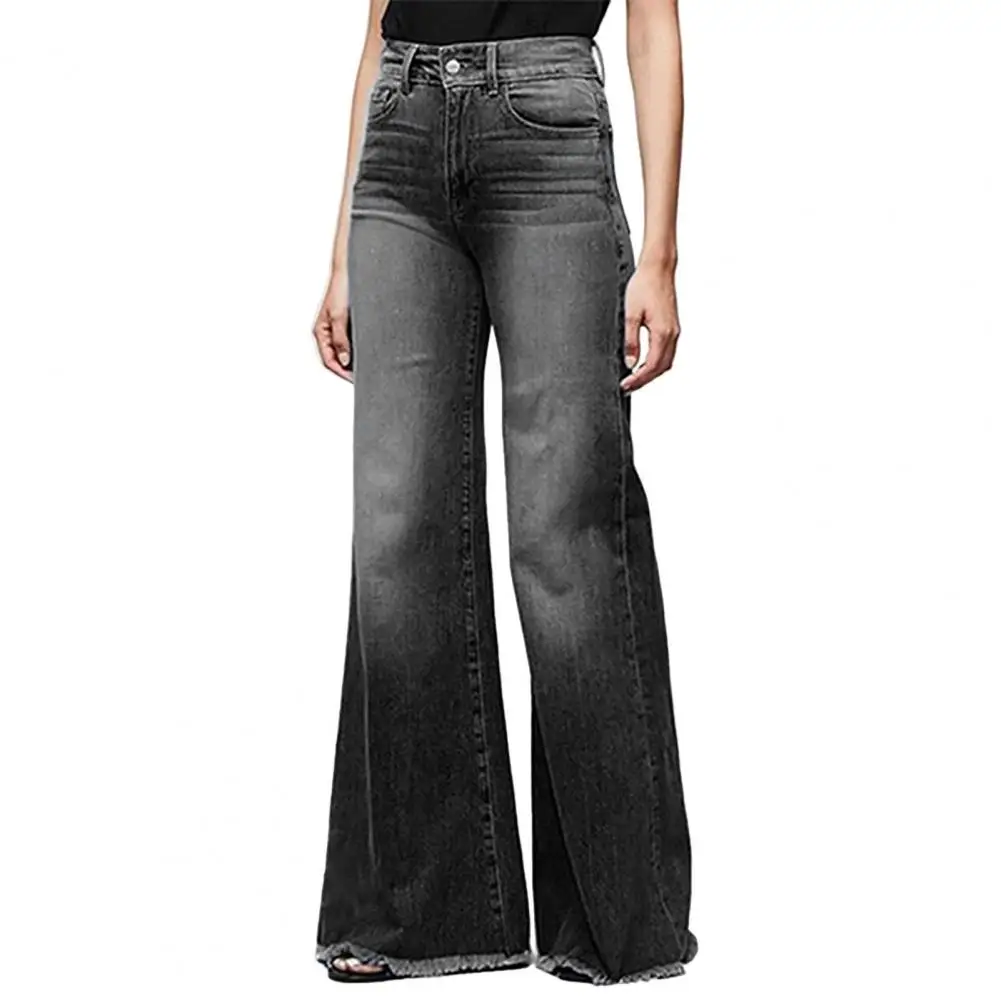 Calças jeans de cintura alta para mulheres, jeans de perna larga feminina,  calças emagrecedoras, roupas de rua femininas, calças borla, plus size -  AliExpress