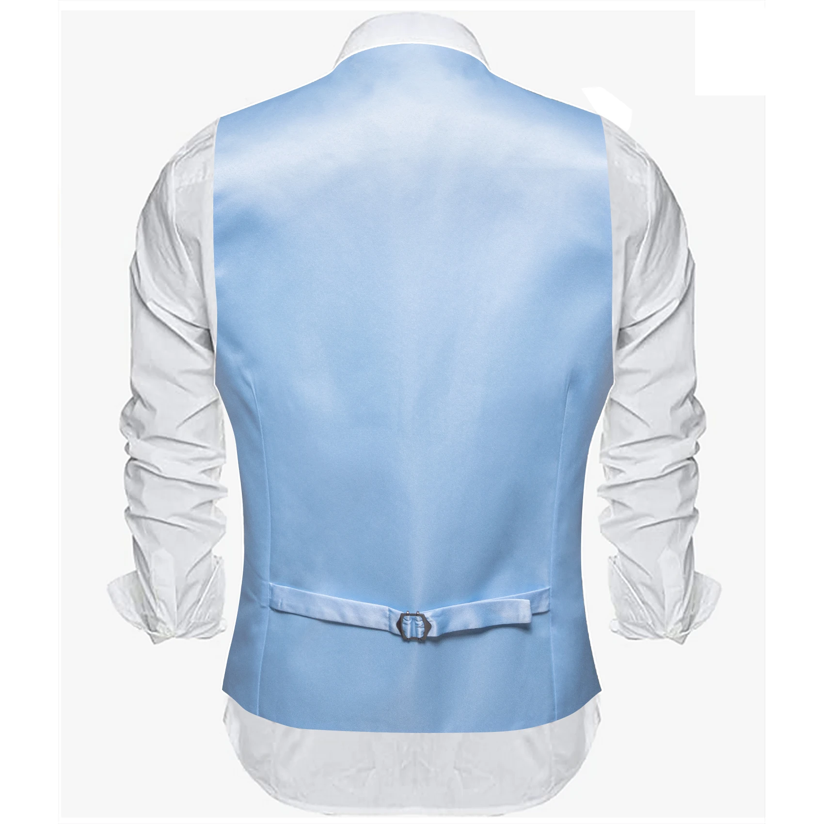 Classic Slim Fit Suit Vest For Men Baby Blue V-Neck Waistcoat Necktie Sets Leisure Groom Party Wedding Designer Barry.Wang DM-24 3