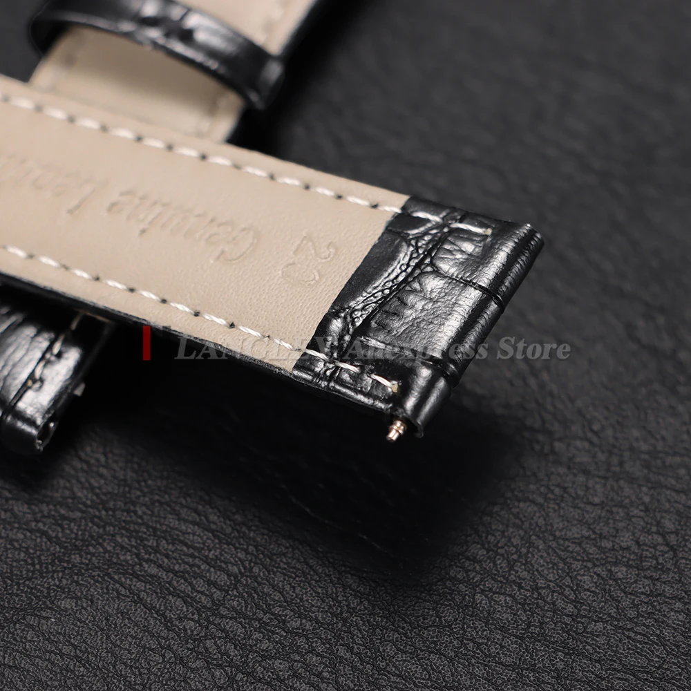 Premium Black Genuine Leather Watch Strap - Universal Fit