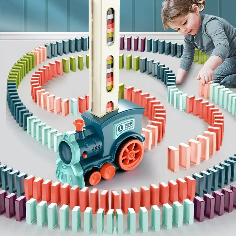 

Electric Domino Train Building Stacking Blocks Automatic Laying Dominoes DIY Brick Early Educational Toy Gift for Children