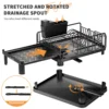 Expandable Dish drying rack Kitchen sink storage rack with drained board Countertop Space-saving Black 6