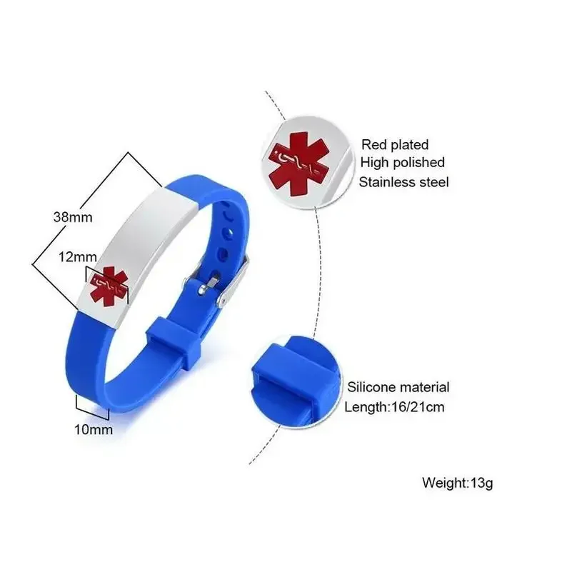 Children/Adult Customised Personalised Medical ID Alert Bracelet For Woman Men Engraving Stainless Steel Silicone Jewelry stainless steel bracelet fashion bracelet fashion jewelry silicone bracelet