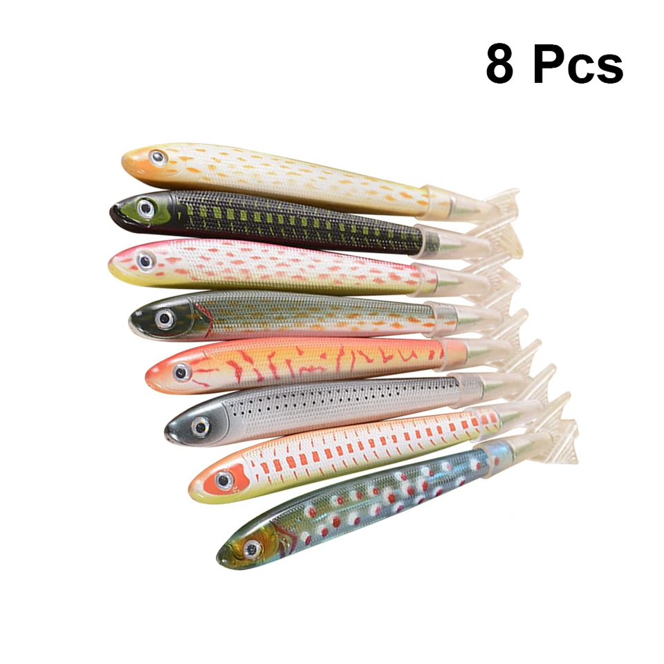 Set 6 Penne A Sfera A Forma Di Pesce Salato - Punta 0.5 Mm, Inchiostro Nero, Giocattolo Cancelleria Per Bambini