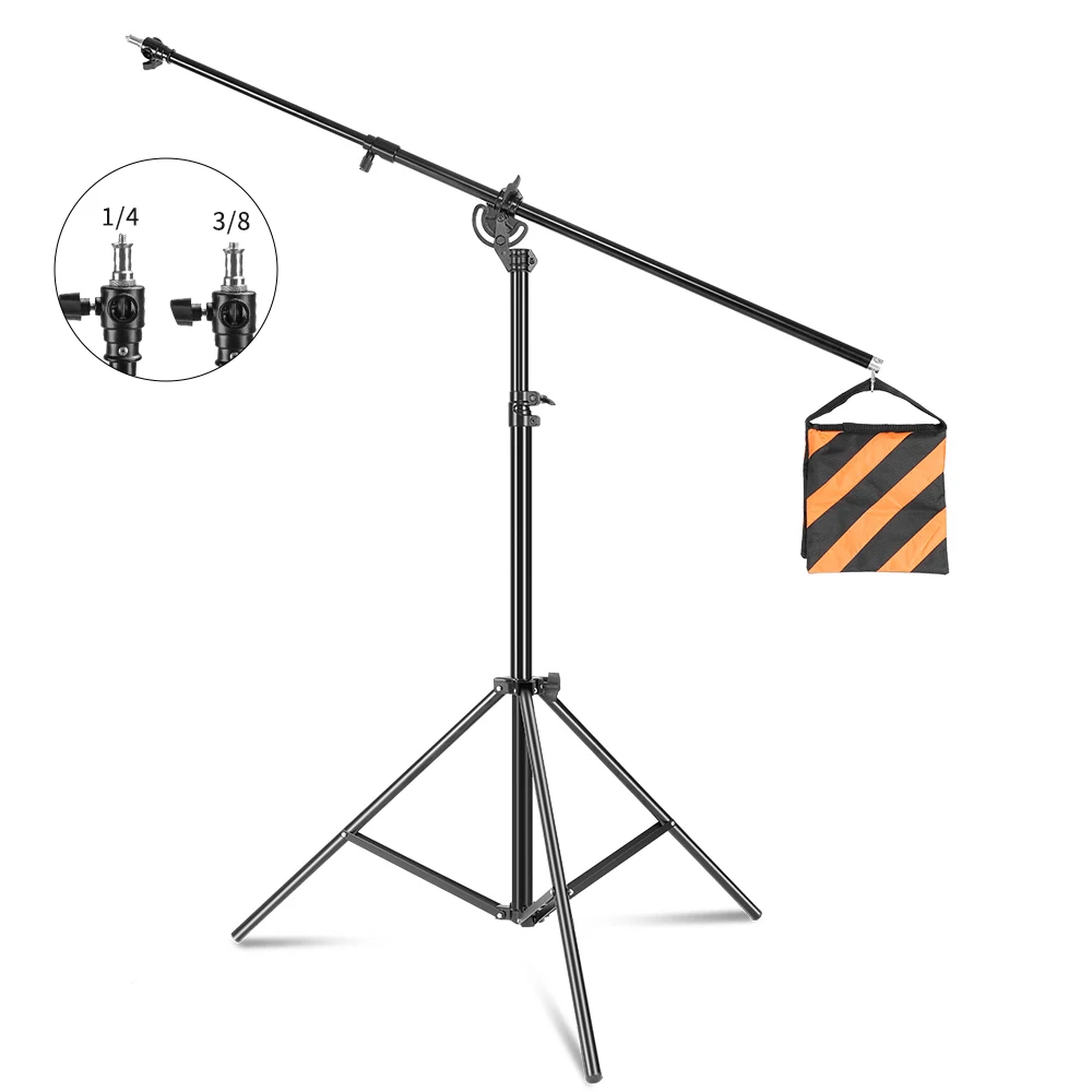 sh-support-de-lumiere-en-metal-pour-studio-de-photographie-bras-croise-avec-sac-de-poids-kit-d'accessoires-porte-a-faux-retractable-28m-91-pieds