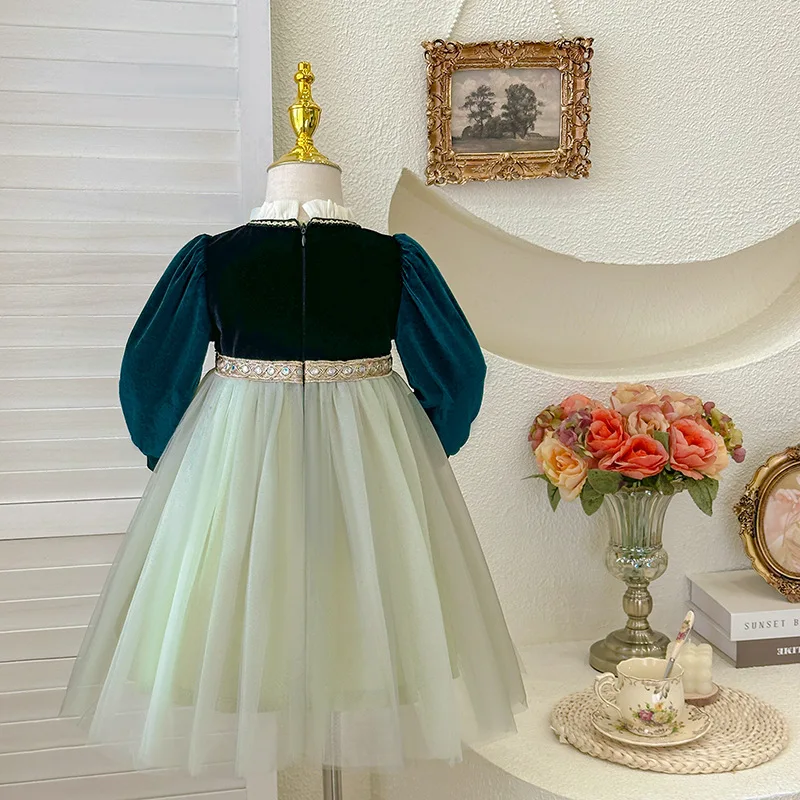 green emerald velvet dress Crushed Velvet Bow Dress 14Y main image 0