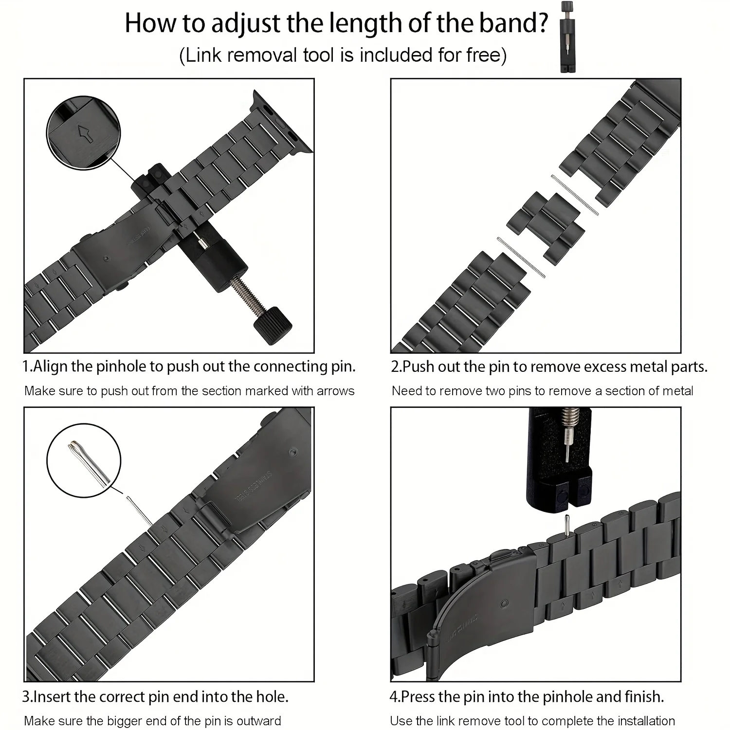 Elegant Stainless Steel Watch Strap with Shockproof Case