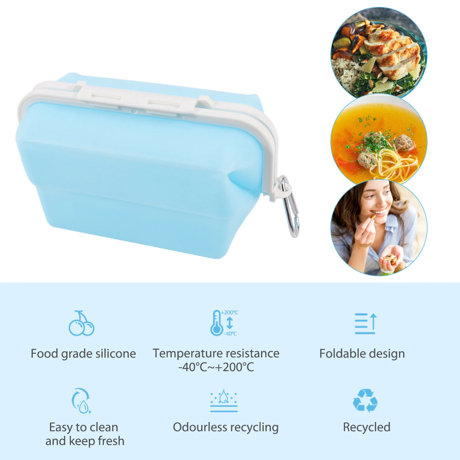 1500ml Reusable Silicone Food Storage Box Fresh-keeping Fruits Vegetable  Crisper Foldable Storage Bag