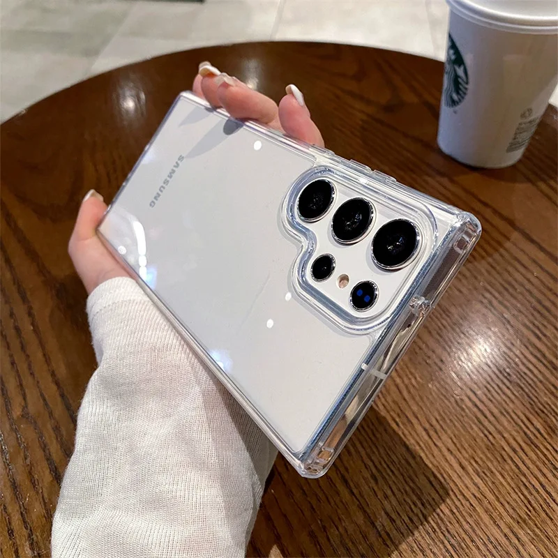Luxury Transparent Shockproof Acrylic Phone Case with Soft Bumper Cover