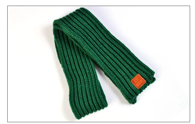 Winter Baby Scarfs Knitted Kids Neck Warmer Leather Lable Cross Children Boys Girls Scarves Baby Accessories 9*110cm