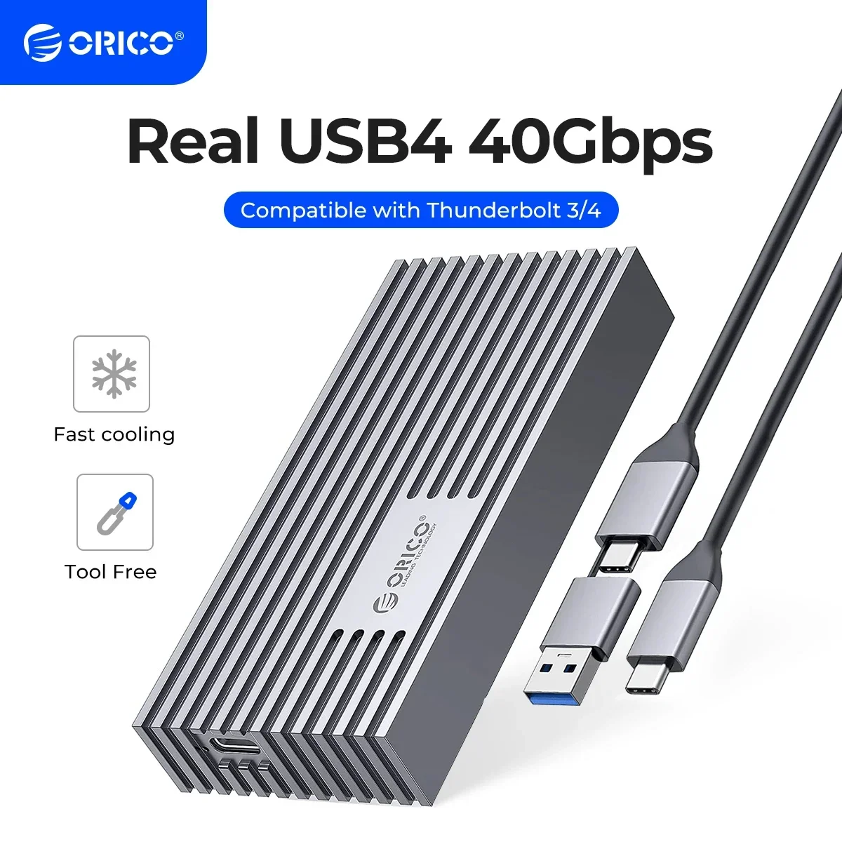

Твердотельные накопители ORICO USB4 NVMe M.2 SSD Enclosure 40Gbps PCIe3.0x4 Aluminum M2 External Case Compatible with Thunderbolt 3/4 USB3.2/3.1/3.0