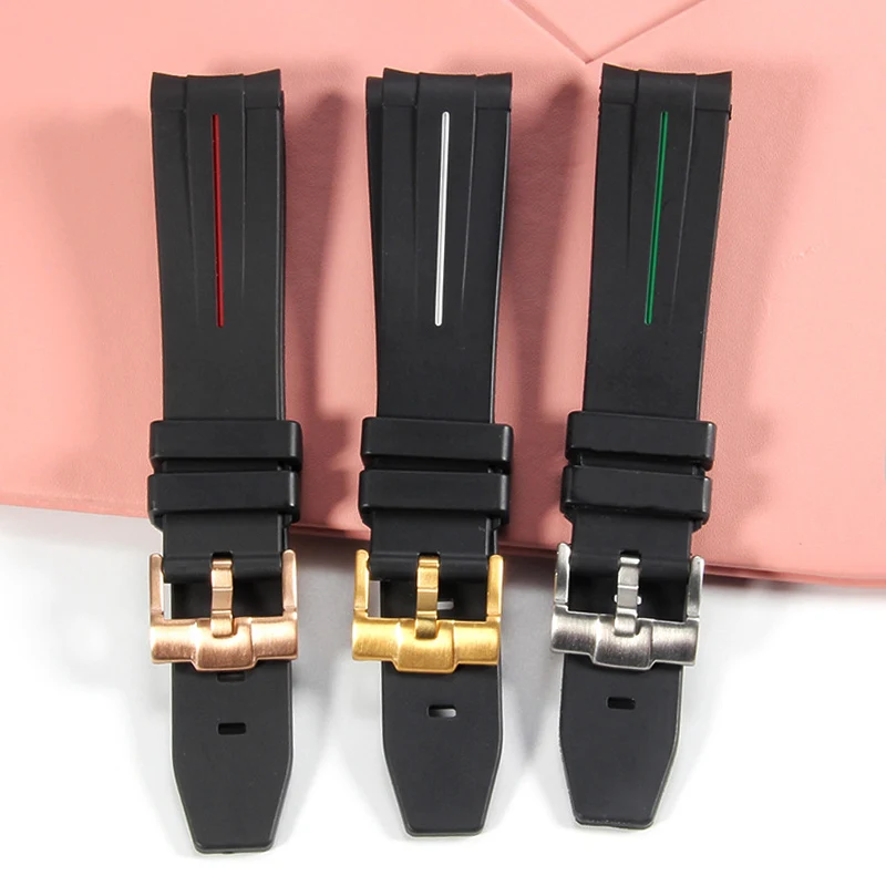 20mm Rubber Watch Strap Fit For Submariner Daytona Water Ghost Watch Case With Pin Buckle Watch Bracelet Band