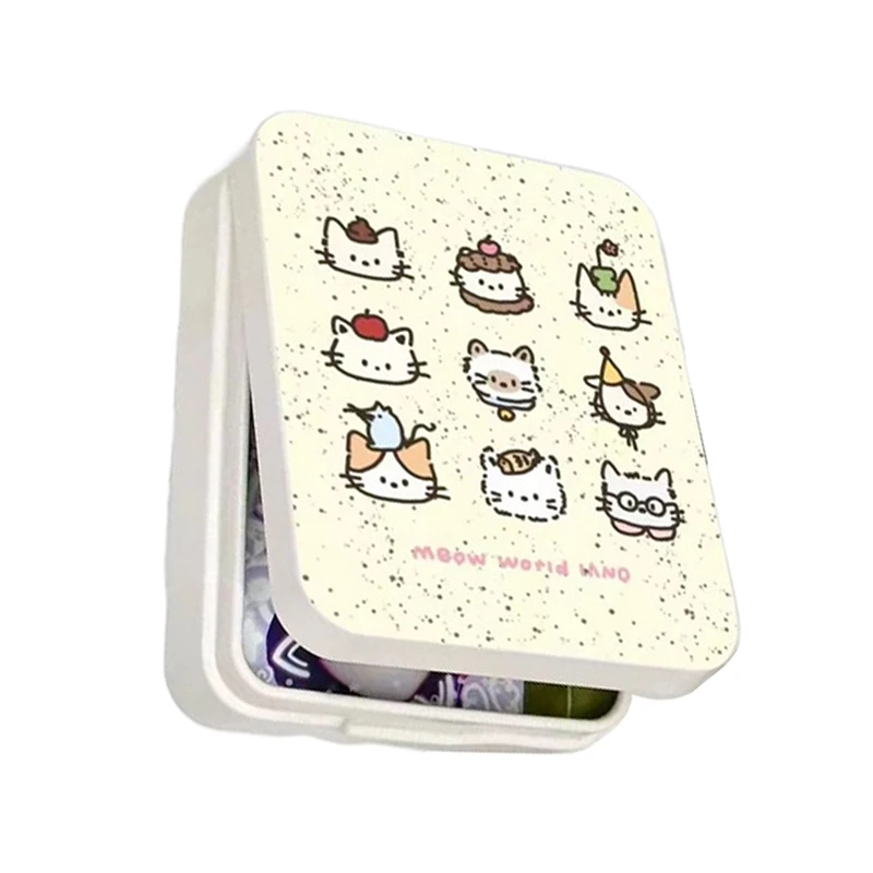 Nine Palace Grid Cute Kitten Ins Girl Flip Iron Box Stickers Gooka Small Card Desktop Storage Box Hand Account Material
