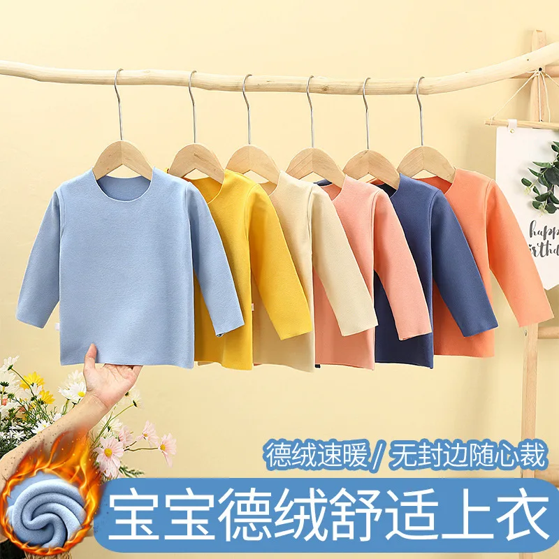 

Children Spring Autumn Long Sleeve T-shirt+pants Suit Kid Boy Girl Fleece Base Shirt+pants Set