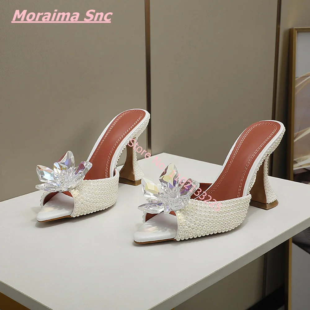 

Летние однотонные женские тапочки, новинка, роскошный брендовый дизайн, милый Хрустальный высокий каблук, бесплатная доставка, с открытым носком, внешний размер