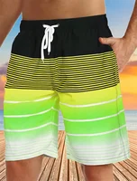 New Men's Beach Shorts Fun 3D Striped Print Swim Trunks Fashion Summer Loose Casual Pants Boy Girl Unisex Gym Board Shorts 1