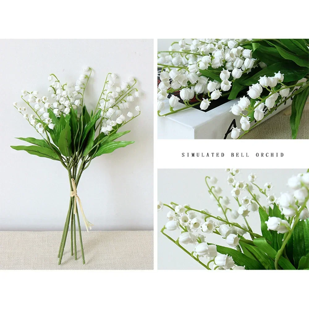 1/pcs For Home Office Wedding Party Decor Flore White Artificial Lily of The Valley Flower Gift Silk Fake Flower Lily Bouquet