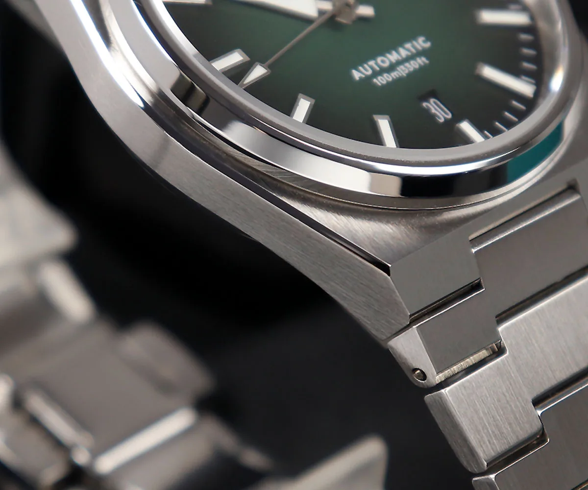 SH Stainless Steel Automatic Diver Men Watch PT5000 SW200 Full Brushed Bracelet See-Through Back 10ATM Waterproof