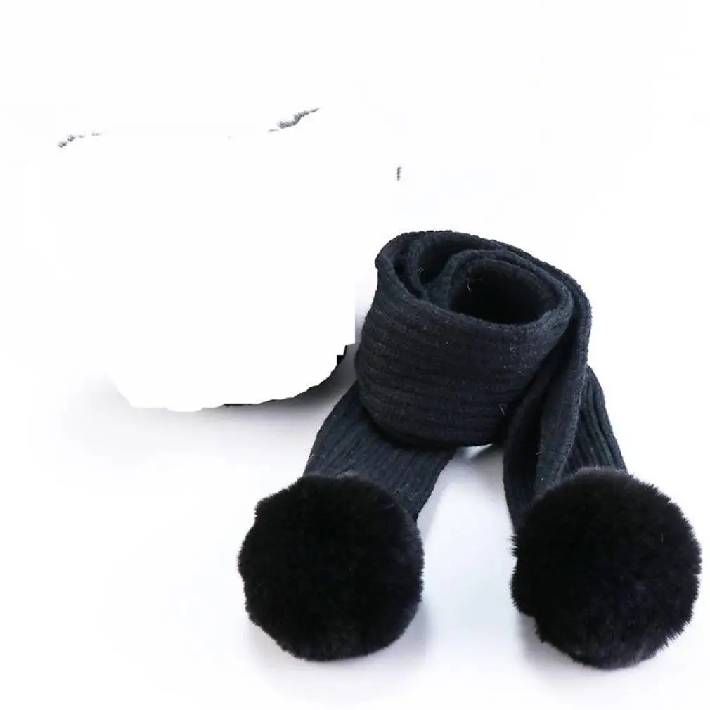 

European And American Imitation Rabbit Fur Ball Double Fur Ball Long Scarf Knitted Warm And Windproof Knitted Scarf