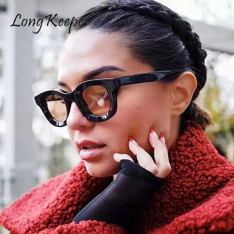 de sol con montura pequeña para hombre y mujer, lentes de sol cuadradas Estilo Vintage Punk, de marca de diseñador, espejo cóncavo, color negro y azul, con UV400| - AliExpress