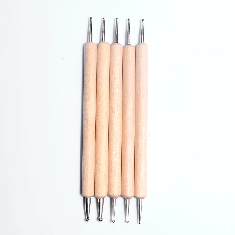 5 Pcs/Set  2 Way Wooden Dotting Pen DIY Rhinestones Picker Nail Art Pen Comfortable Handle Sequins Picker Pen Manicure Accessory images - 6