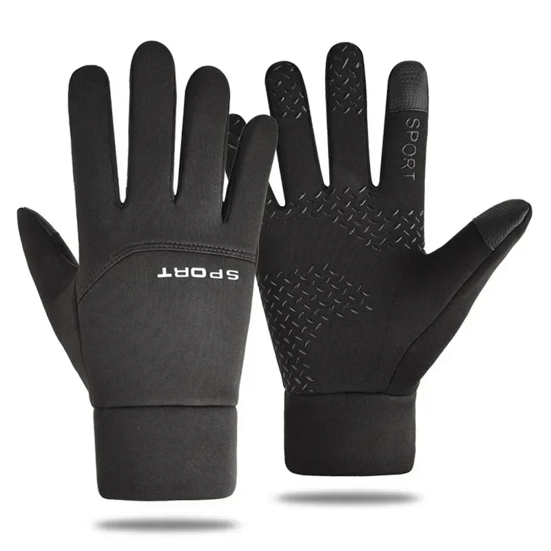 

2023 Black Winter Warm Full Fingers Waterproof Cycling Outdoor Sports Running Motorcycle Ski Touch Screen Fleece Gloves guantes