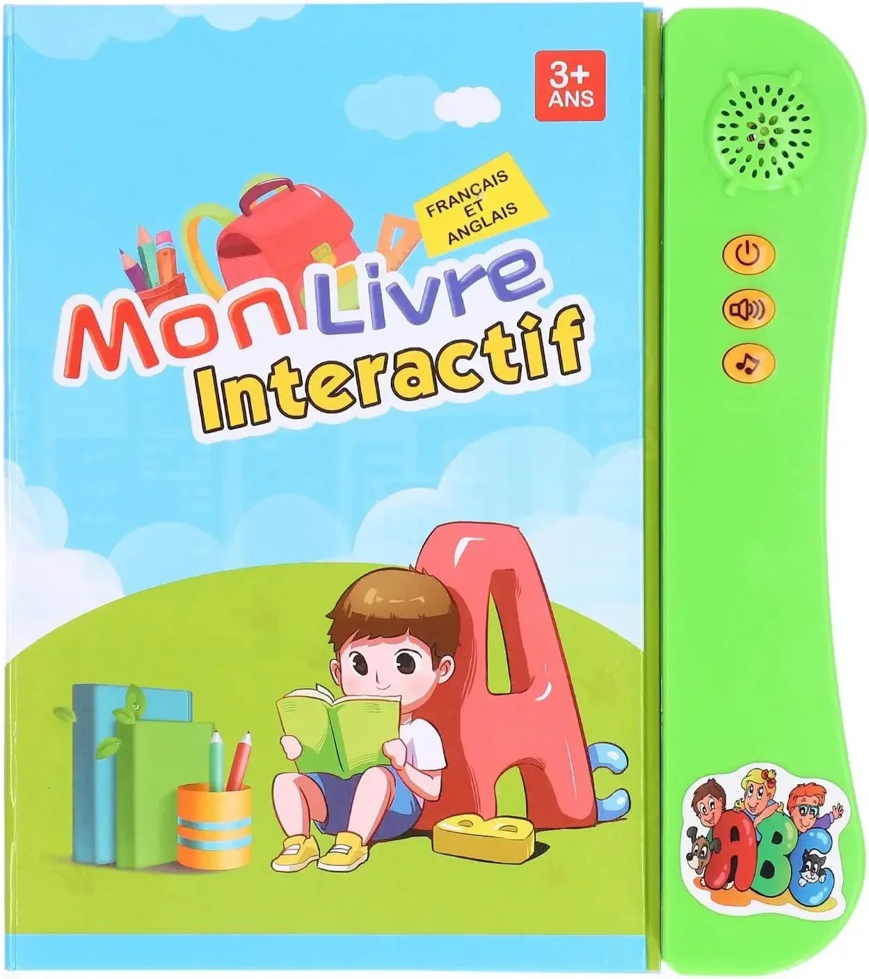 French and English Learning Sound Book Cartoon Pattern Interactive Sound Book Home Birthday Gift Green 4