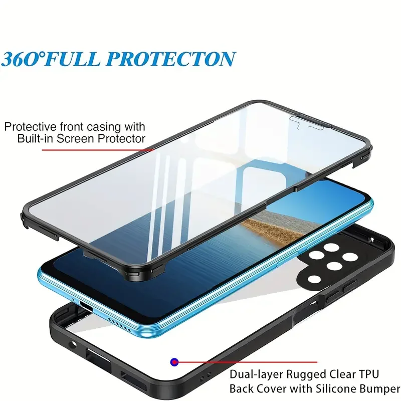 Dual-Sided Transparent Heavy Duty 360° Protective Case Cover