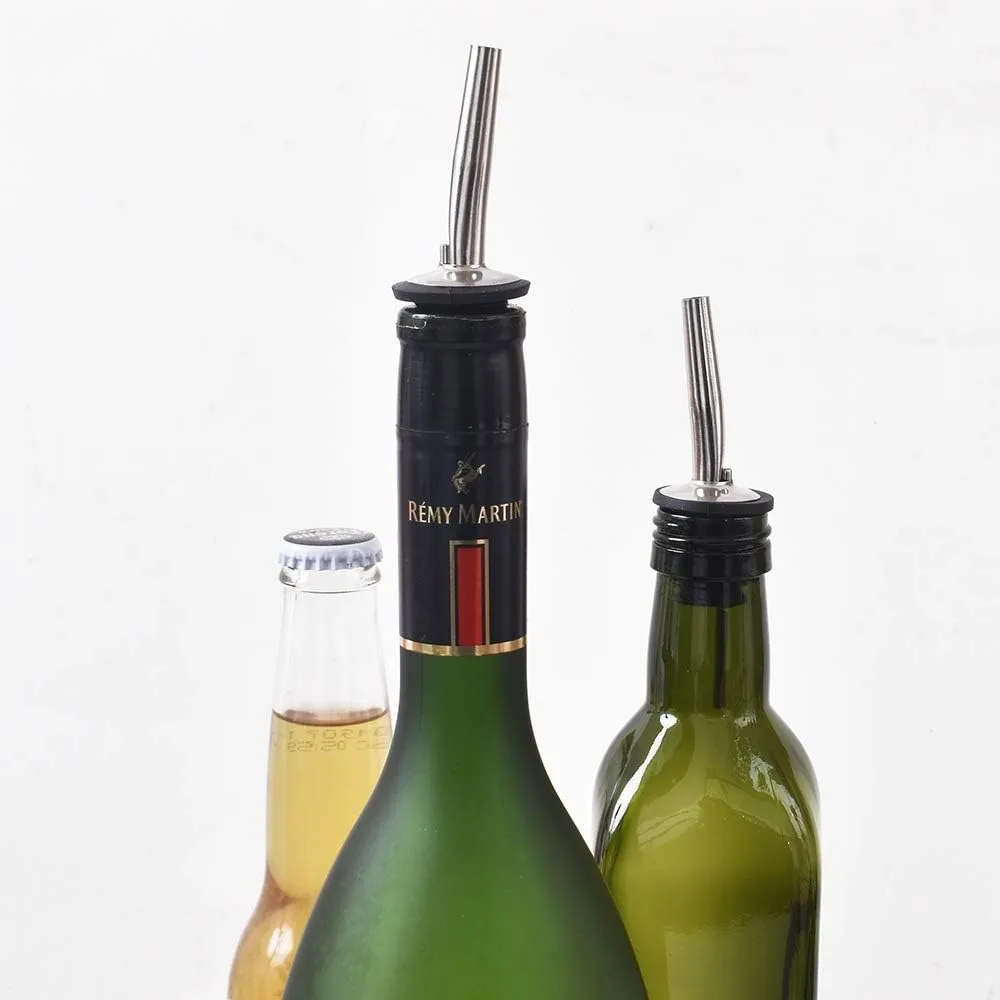 12 Pack Bottle Pourers Tapered Spout with Rubber Dust Caps, 304 Stainless Steel Pourers, Suitable for Pours Liquor, Vinegar Ect