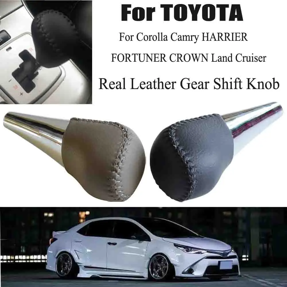 Real Leather Automatic Gear Shift Lever Knob Stick Shifter For Toyota