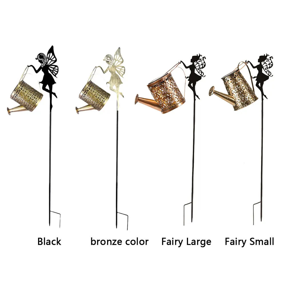 Outdoor Solar Watering Can Light IP65 Waterproof Retro Metal Kettle Light Solar Garden Fairy Light for Lawn Yard Decor