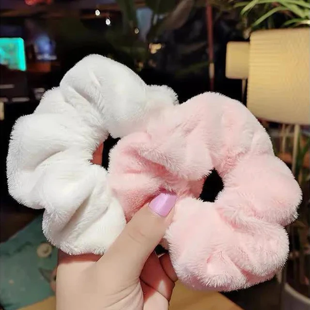 Warm Soft Hair Scrunchies Furry Elastic Hair Band 5