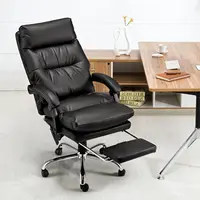 Executive Office Chair, PU Leather Reclining Office Chair with USB and Massage, Heated Office Chair with Footrest 1
