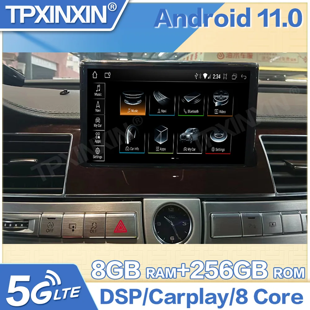 Android 11.0 Qualcomm 8 Core 128Gb Autoradio Per Audi A8 A8L D4 2004-2012 Schermo Ips Audio Lettore Multimediale Gps Unità Principale Navig